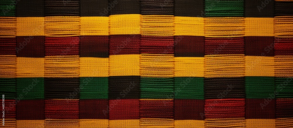Poster Bird s eye view of kente cloth capture Copy space image Place for adding text or design