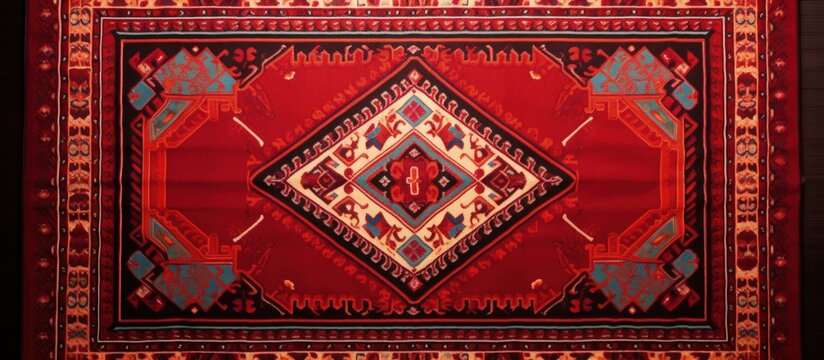 A retro red carpet with traditional Arabian motifs in a vintage style Copy space image Place for adding text or design