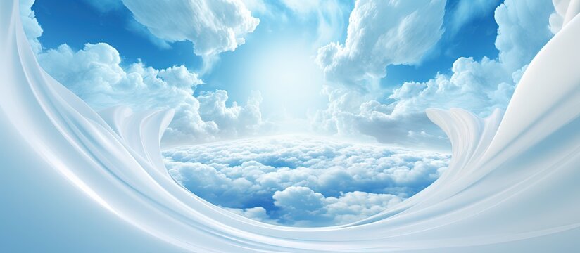 Fototapeta Clouds illustrated in a tunnel with a fantastic circular design Copy space image Place for adding text or design