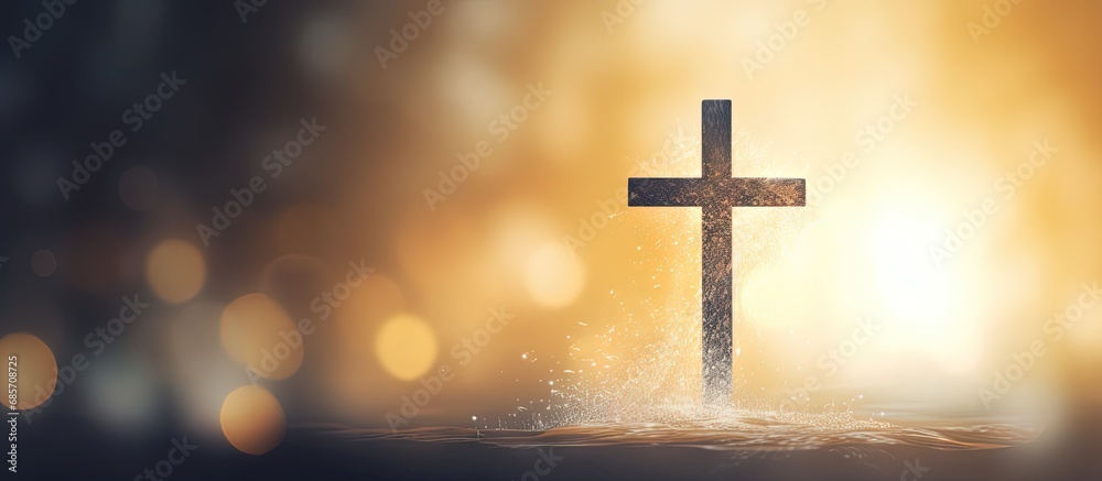 Aufkleber Blurred cross on a bright backdrop Copy space image Place for adding text or design