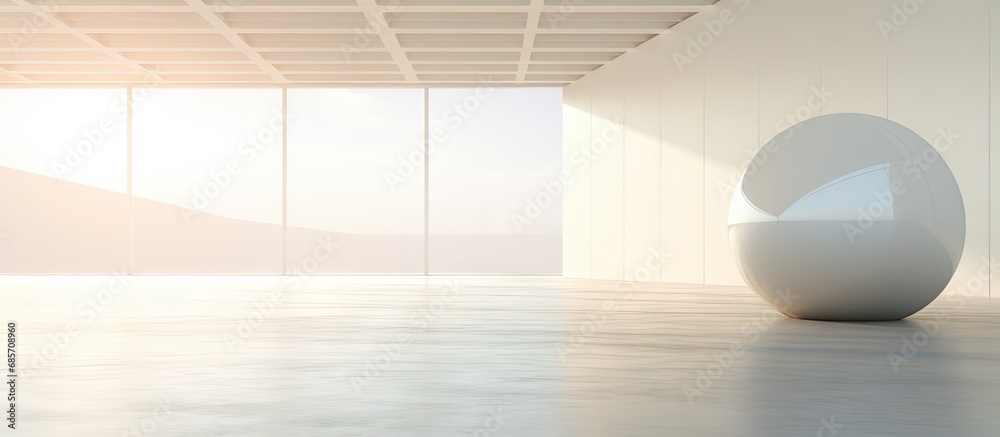 Aufkleber Abstract spherical panorama background with white light source rendering depicting an interior stage using HDRI environment map Copy space image Place for adding text or design