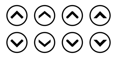 Swipe up and down icon vector on circle line. Scroll button