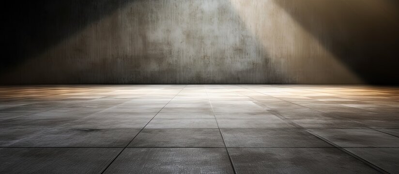 Concrete floor illuminated by spotlight Copy space image Place for adding text or design