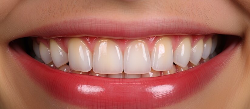 After fixing 20 unit emax press ceramic veneers there is a noticeable difference in the picture Copy space image Place for adding text or design