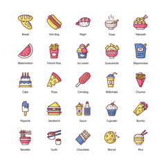 food icons set, vector stock illustration, drink, food and drink, fast food, icons set,