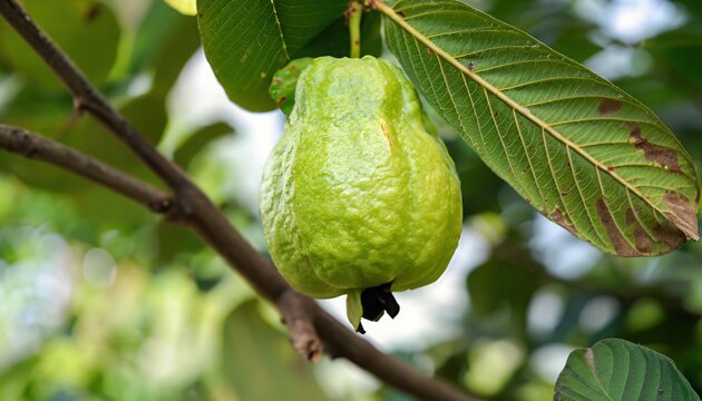 Single guavas are on the tree branch