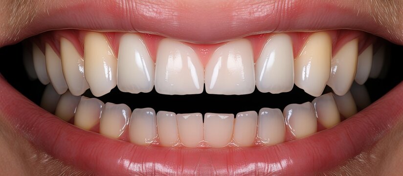 After fixing 20 unit emax press ceramic veneers there is a noticeable difference in the picture Copy space image Place for adding text or design