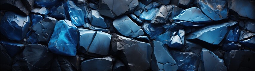 Azurite rock background. Its shades of blue, from deep azure to pale blue, mirror the diverse geological processes that have shaped Earth's crust. - obrazy, fototapety, plakaty