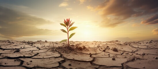 Desert plant thriving with stormy hope Copy space image Place for adding text or design