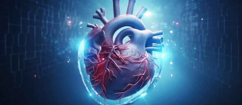 Advancements in cardiac technology and transplantology cardio training and 3D illustrations of human heart anatomy Copy space image Place for adding text or design