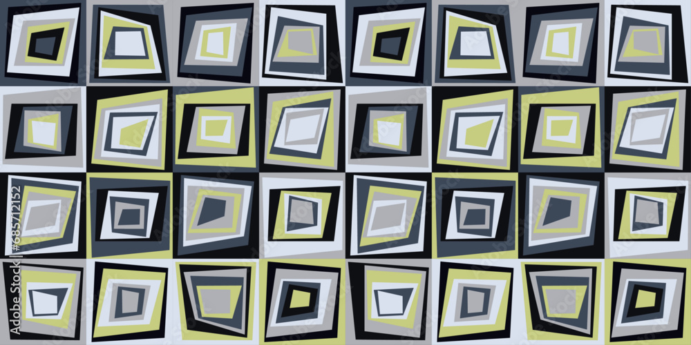 Leinwandbilder Abstract colored tiles made of curved tiles inside. Seamless pattern for wallpaper and print surfaces.
