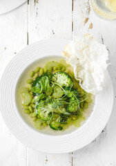 vegetable soup with broccoli and beans