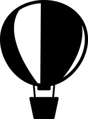 ストライプ柄の気球のかわいいモノクロイラスト