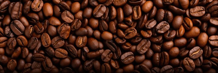 Roasted Coffee Beans Background. Brown Texture of Coffee Beans for Hot Drink Lovers, Cafes and Caffeine Fans