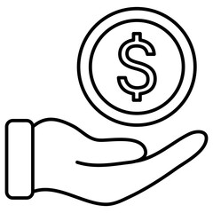 hand holding dollar sign. giving money