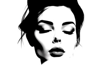 Face woman, ink pen black and white.