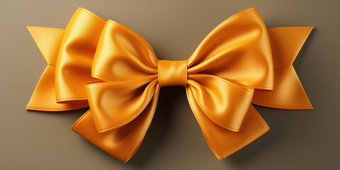 Ribbon bow on the gift. Golden ribbon bow on a present. Gift concept. Christmass, or valentines day. 
