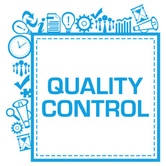 Quality Control Business Symbols Squares Sides Text Blue 