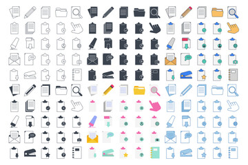 Document icon mega set, Included icons as Pencil, Folder, Clipboard, Question Mark and more symbols collection, logo isolated vector illustration