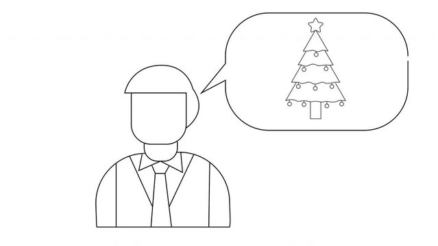 animated sketch of a man and a christmas tree