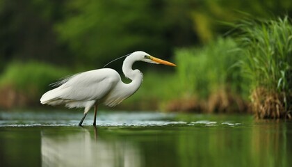 ardea alba the wild nature of the czech republic spring glances beautiful nature of europe big bird in water green color in the photo nice shot