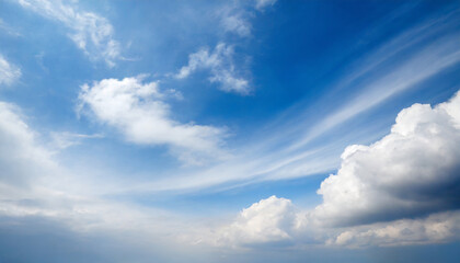 Naklejka na ściany i meble blue sky background with white clouds cumulus floating soft focus copy space