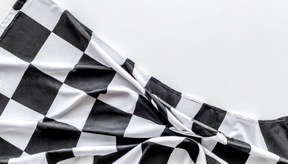 checkered finish flag on white background top view space for text generative ai