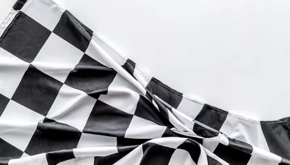 Foto op Canvas checkered finish flag on white background top view space for text generative ai © Ashley
