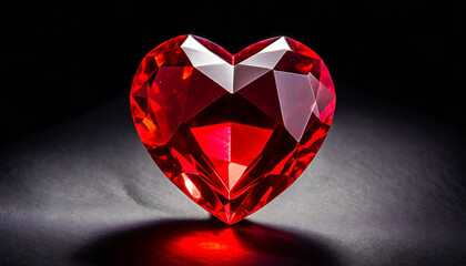 a stunning red heart shaped diamond is showcased against a sleek black background perfect for expressing love and romance in various creative projects