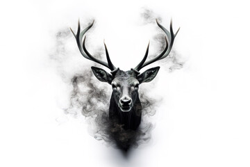 Image of black smoke deer head on white background. Mammals. Wildlife Animals.