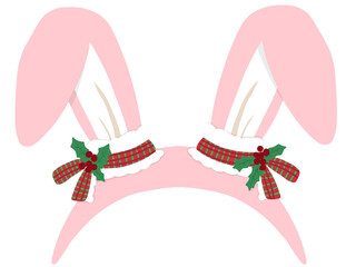 Christmas party headwear, bunny rabbit and striped ribbon bow 