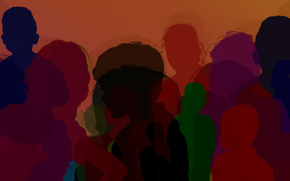 Silhuet of Shadow of People with Orange Background
