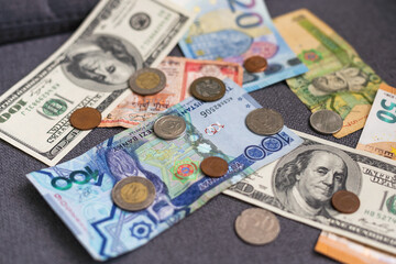 dollars and euros. Background and texture