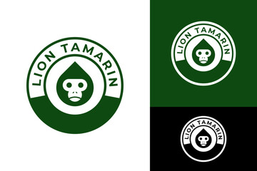 Simple Emblem Badge Lion Tamarin Head Logo Design Branding Template