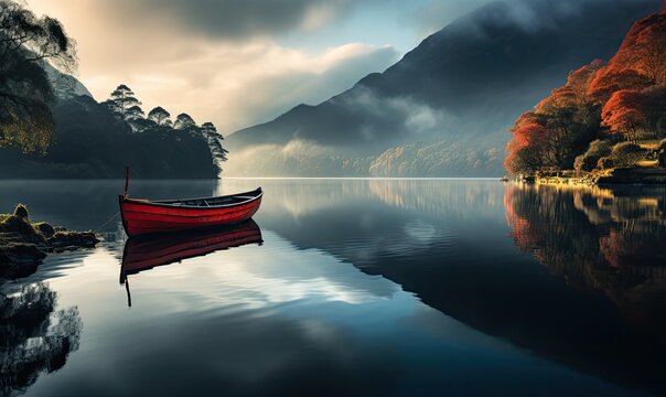 shot of boat in water of lake teito, aotearoa, new zealand