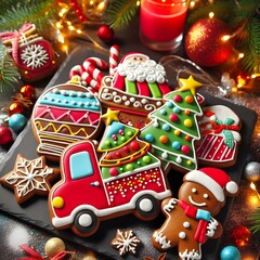 Colorfull decorated gingerbread cookies