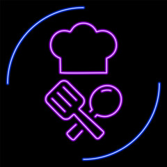 chef neon sign, modern glowing banner design, colorful modern design trends on black background. Vector illustration.