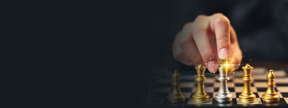Concept of business strategy advantage, Strength and opportunity. Business investment competition, professional prayer in game, achievement, winning, Leadership, chessboard, winning fight backgrounds.