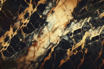Black and gold marble texture background. Abstract design. Generative AI
