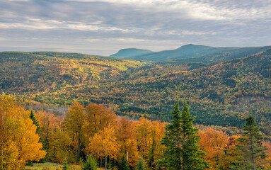 Fototapeta premium Autumn colors from the Height of Land overlook on the Rangeley Lakes Scenic Byway - Maine