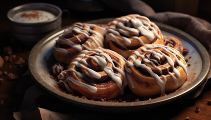 Naklejka premium Rolls of Bliss: A Cinnamon Symphony on Your Screen