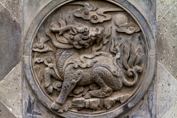 Dragon on the City wall of Xian in China