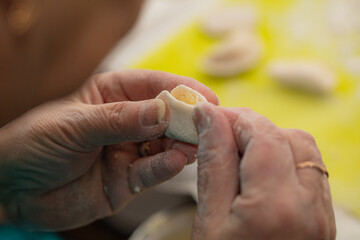 Process of making ukrainian national food dumplings