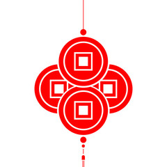 red coin money hanging for believe oriental asia china culture festival celebrity flat design