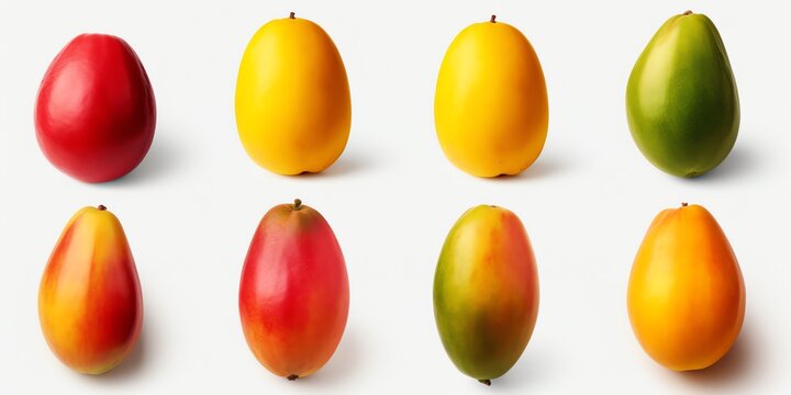a group of fruit on a white background