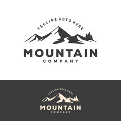 Retro Vintage Mountain Adventure Emblem Logo design, Mountain Peaks Logo design vector