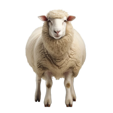 A cute sheep on a transparent or white background