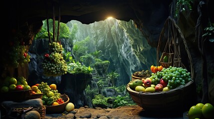 fresh organic fruit and vegetables u - obrazy, fototapety, plakaty