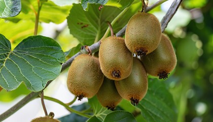 Kiwi fruits ripening on the tree