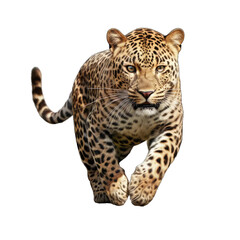 Leopard jumping and running on transparent background.